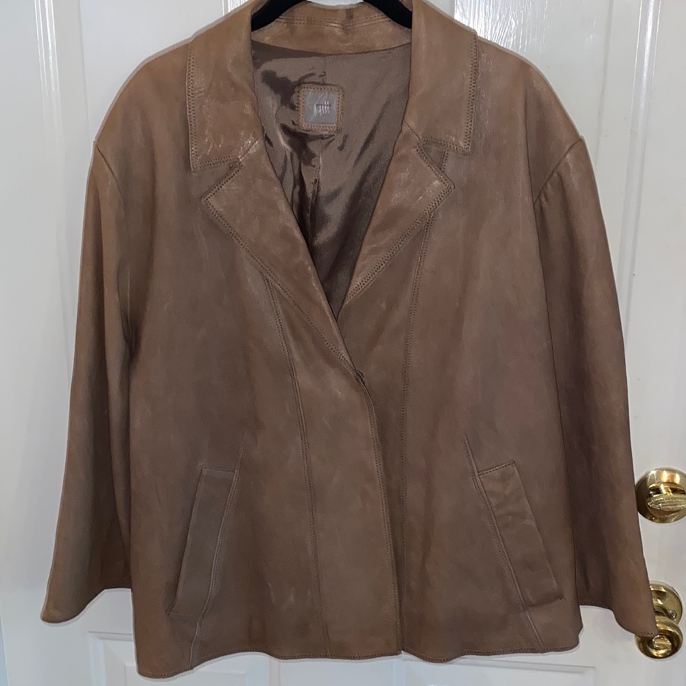 J. Jill Light Brown leather jacket.